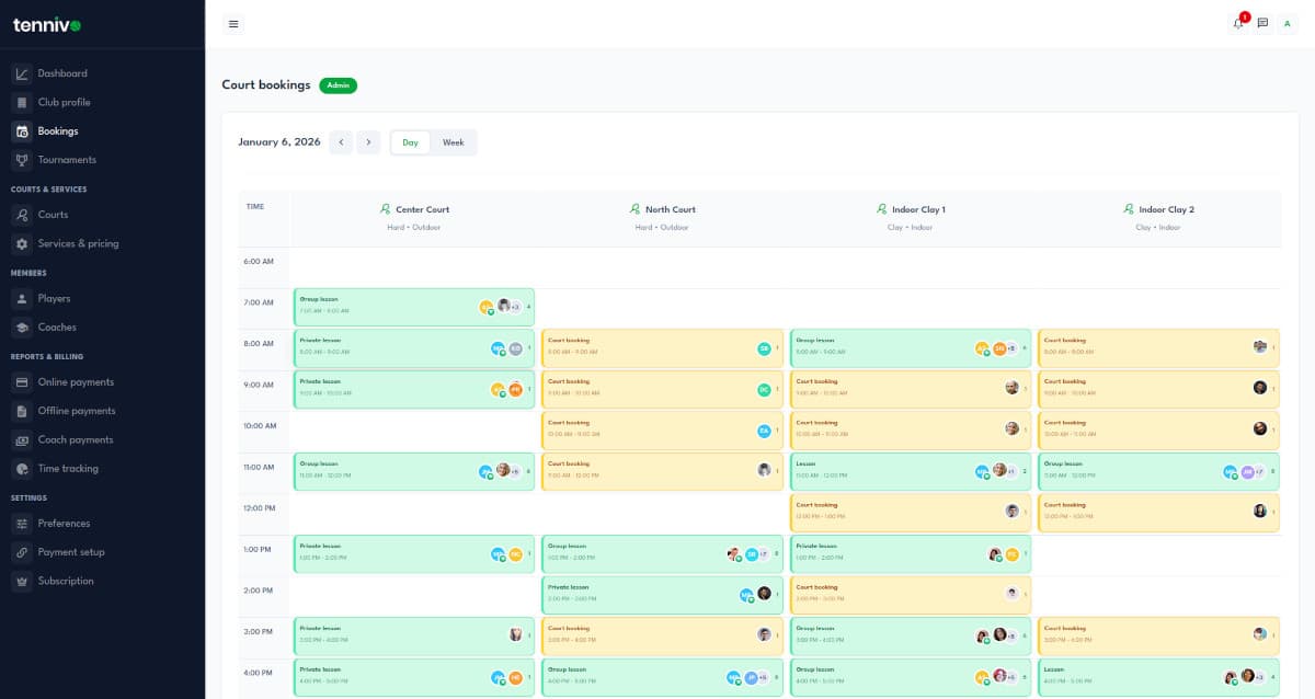 Tennis Club Dashboard